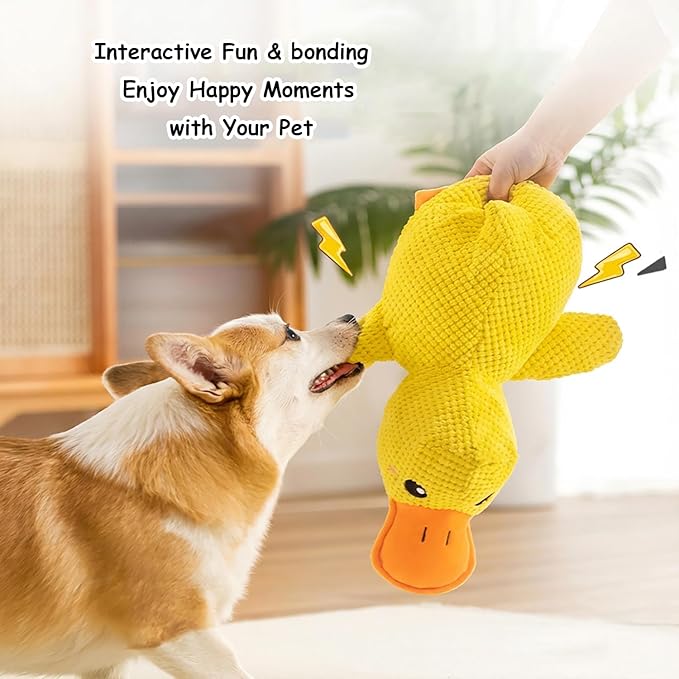 Cute Squeaky Duck Plush Toy for Small Medium Dogs, Soft Chew Toys with BB Squeaker for Gentle Chewers, Interactive Comfort and Fun Dog Toys for Boredom Relief