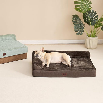 EHEYCIGA Orthopedic Dog Bed Medium Size Dogs, Memory Foam Dog Bed with Washable Removable Cover, Waterproof Pet Sofa Couch for Crate with Nonskid Bottom, 30x20x6,Brown