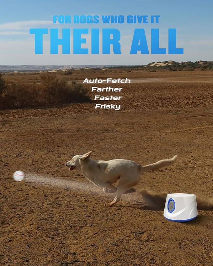 AIRSHOOTER Automatic Ball Thrower for Dogs, Ball Launcher for Dogs - 2.3" Dog Balls * 6Pack (Blue)