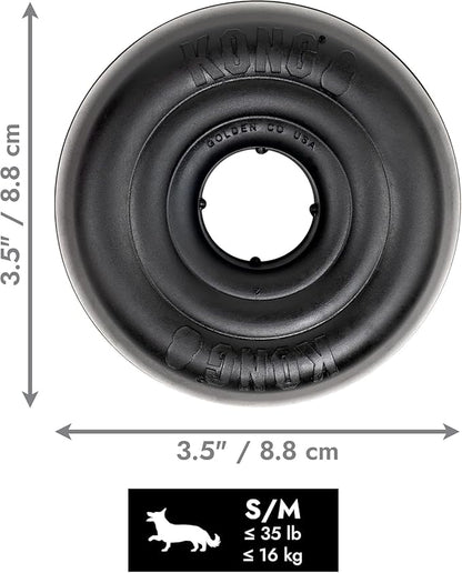KONG Extreme Donut Dog Toy – Toughest Durable Natural Rubber Chew Toy for Power Chewers – Safe on Teeth & Gums, Fun Bounce & Roll for Indoor and Outdoor Play (Small/Medium)