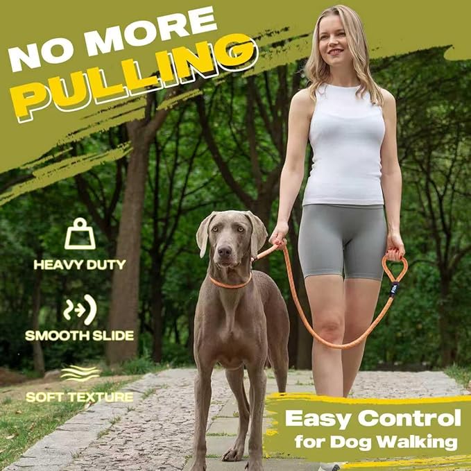 Fida Slip Leads for Dogs, 4 FT x 1/2" Dog Leash Heavy Duty Comfortable Strong Rope Lead for Large, Medium Dogs, No Pull Pet Training Leash with Highly Reflective,Orange