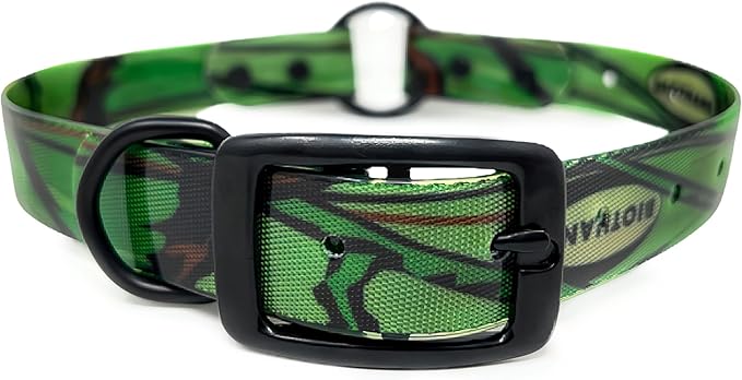 Regal Dog Products Waterproof Green Camo Hunting Dog Collar with Black Hardware | for Small, Medium, Large, or XL Dogs (Large)
