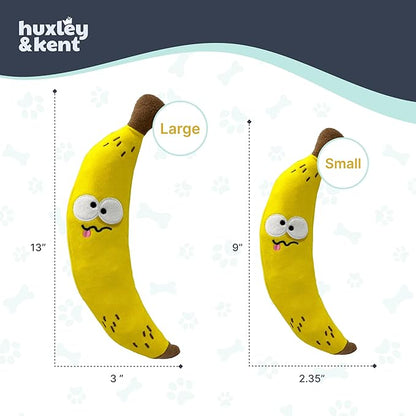 Huxley & Kent Funny Dog Toy w/Squeaker – Power Plush Squeaky Dog Toys for Small, Medium & Large Dogs – Soft Stuffed Animal for Indoor Play & Fetch - Fetchies® Bruiser Banana, Large