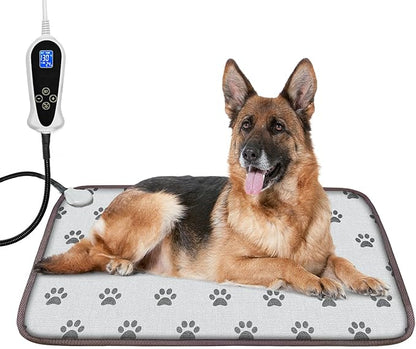 Large Dog Heating Pad 34x21in Smart Thermostat Switch Heated Dog Bed,Obtained MET and UL Dual Certification,Waterproof Bite-Resistant Pet Heating pad- Paw