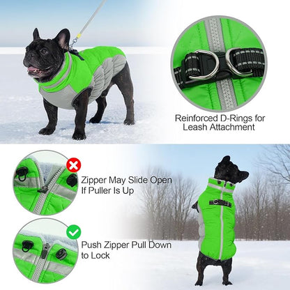 Warm Dog Coats for Small Dogs, Puppy Jacket, Waterproof Dog Jacket with Harness Built in, Zipper Clousure, Fleece Lining for Cold Weather, Small Puppy Clothes for Chihuahua, Maltese - XS