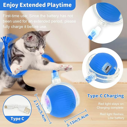MAXTOOA Interactive Cat Toys for Indoor Cats Smart Automatic Ball Rolling for Bored Kitten Pet Upgraded Speedy Moving Chase Dogs Toy Blue