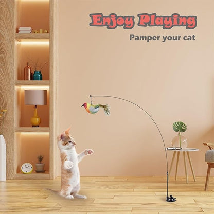 Greoil Cat Toys for Indoor Cats,Interactive Cat Toys for Bored Indoor Adult Cats 7 Pack Cat Teaser Cat Toys, 2 Pack Flexible Steel Wire and 4 Pcs Replacement Feather Refills with Balls and Birds