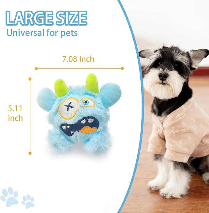 FCCUM Squeaky Plush Pet Toy Ball, Dental Care, Skin-Friendly and Soft and Relieve Stress,Dog Training Interactive Pet Cute Plush Fashionable Toy Ball (Sky Blue,Large)