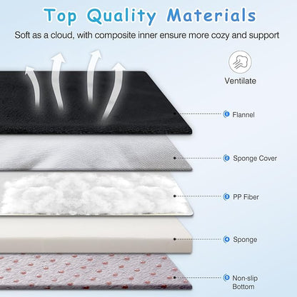 Magic Dog Super Soft Large Dog Bed, 39 Inches Orthopedic Foam Pet Beds with Anti Slip Bottom, Dog Sleeping Mattress with Removable and Washable Cover, Dark Grey L,39'' X 33.5'' X 3.7''