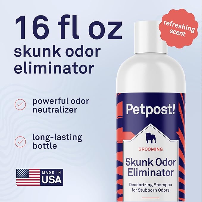 Petpost | Skunk Odor Eliminator Shampoo for Dogs & Cats. Neutralizes Strong Odors. Gentle & Safe Formula. 16 oz