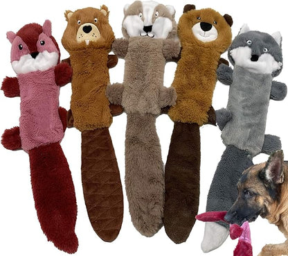 Jalousie 5 Pack Stuffingless Dog Squeaky Toys Dog Toy w/Durable Liner No Stuffing Dog Toy - Dog Toys Crinkle Paper Squeaker Toy for Medium Large Dogs (5 Pack - Color 4 - Squeaky)