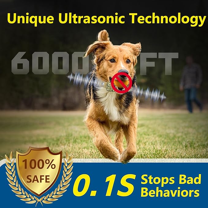 Htcuto Wireless Dog Fence System for 2 Dogs with 2 Collars 856 Acre Electric Dog Fence Shock Mulit Dogs Training Collar with Remote Ultrasonic Portable Waterproof Outdoor Safe Pet Containment System