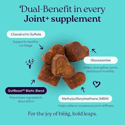 New! WellJoy Dog Supplement Joint+ GutBoost | Dog Health Supplement | Supports Healthy Flexible Joints | Dual-Benefit GutBoost Formulation | Vet Formulated | USA Made | Chicken Flavor | 90 Soft Chews