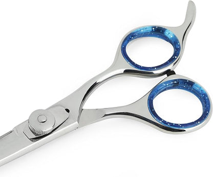 Laazar Pro Pet Grooming Scissors, Premium Steel Dog Grooming Shears with Blue Handles, Long-Lasting Sharp Blades (Straight, 7 Inches)