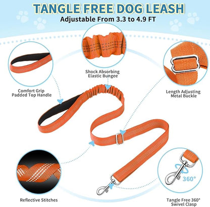 Lukovee No Pull Dog Harness and Leash Set, Soft Padded Small Dog Harness, Neck & Chest Adjustable Reflective Vest Puppy Harness with 4ft Lightweight Anti-Twist Dog Leash for Small Dogs (Orange, XS)