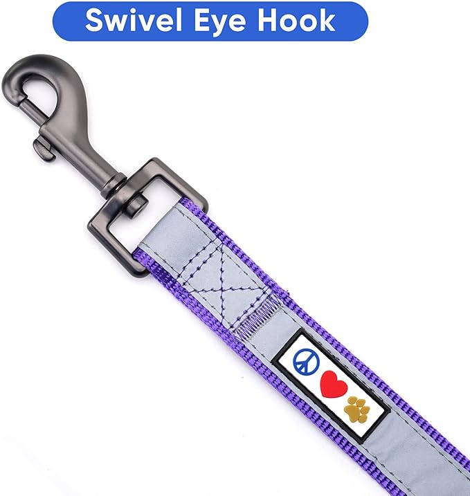 Pawtitas 6 FT Padded Dog Leash with Comfortable Neoprene Padding Handle - Purple Lead | Small Reflective Dog Leash with Highly Reflective Band Perfect for Extra Small and Small Dogs and Puppies.