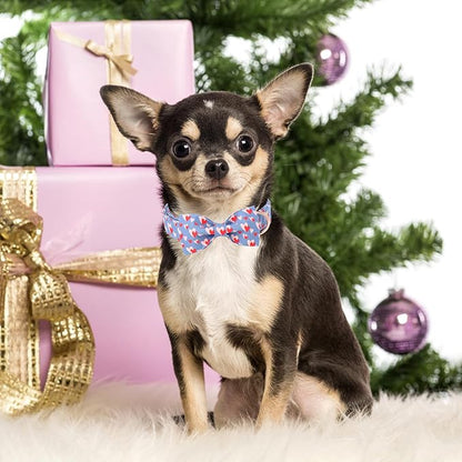Unique style paws Valentine's Day Dog Collar with Bow Tie Red Blue Pink Heart Love Puppy Collar Best Gothic Style Gift for Small Medium Large Boys Girls-L