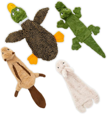 Best Pet Supplies Squeaky Dog Toys with Soft Durable Fabric for Small, Medium and Large Pets Interactive Toy for Indoor Play, Supports Active Biting and Play - 4 Figures, Small