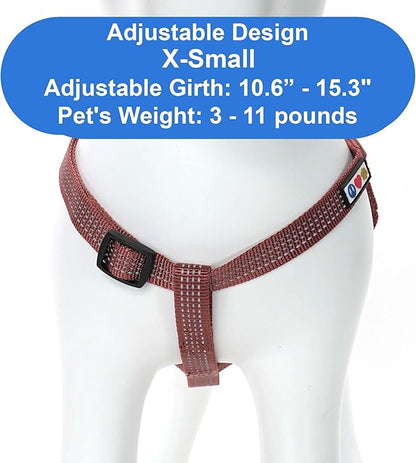 Pawtitas Reflective Step-in Dog Harness – Adjustable No-Pull Vest for Puppies to Seniors, Safe & Comfortable, XS Marsala