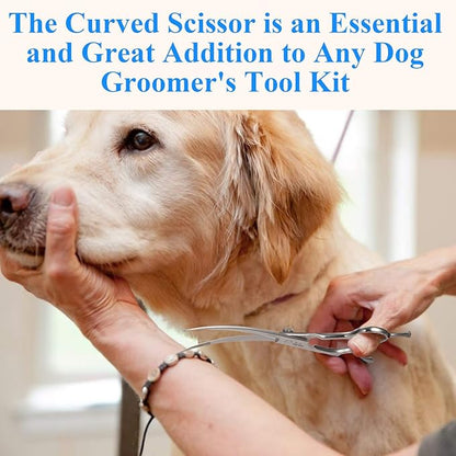 JASON 7" Curved Dog Grooming Scissors, Cats Grooming Shears Pets Trimming Kit with for Left Handed Groomers, Sharp, Comfortable Shear Christmas Gift
