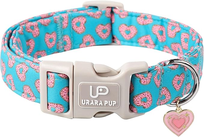 Valentine’s Dog Collar, Pink Heart Dog Collar with Quick Release, Valentine’s Gift Pet Girl Boy Dog Collar for Puppy Small Medium Dogs