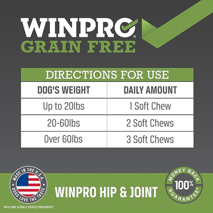 WINPRO Hip & Joint Supplement for Dogs - Plasma Powered Soft Chews for Joint Health & Mobility – Fast-Acting with Collagen & Natural Ingredients for Dogs of All Breeds – 60 Chews