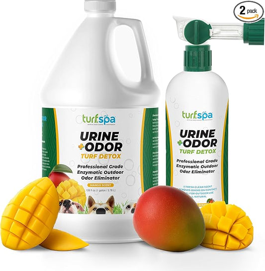 TurfSpa Urine & Odor Turf Detox: Mango 32 oz Sprayer & Gallon Refill Professional Enzyme Cleaner & Odor Eliminator for Artificial Grass, Turf, Concrete, Patios, Enzymatic Cleaner for Dogs & Cats
