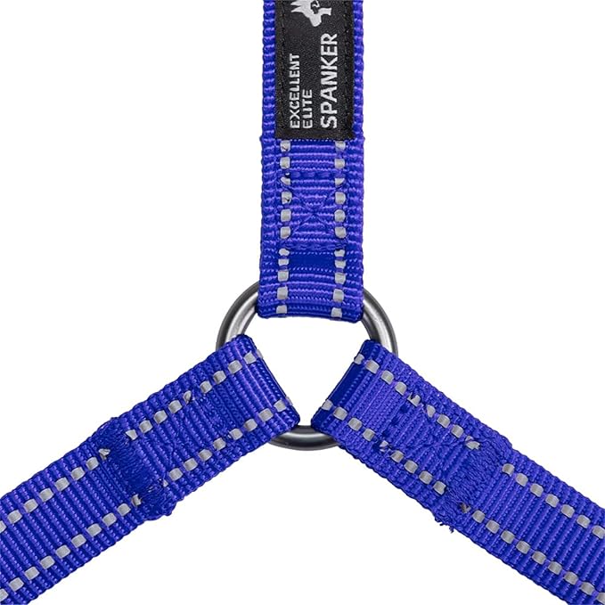 EXCELLENT ELITE SPANKER No Pull Dog Harness Reflective Nylon Vest L-Shaped Adjustable Easy Pet Harness for Small Medium Large Breeds Dogs Walking Training Black Red(Blue-S)
