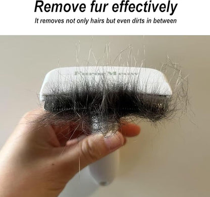 FurorMeow Pet Deshedding Tool with Curve Blade, Cat Grooming Brush, Tight V-shaped Teeth Shedding Comb for Cat and Small Dog (White, Small)