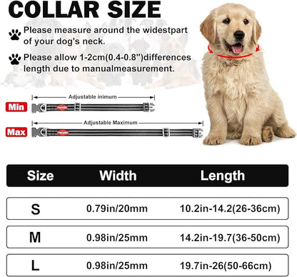 Tacwild Adjustable Reflective Dog Collar, Puppy Collar with D-Ring Buckle - Durable Safety Nylon Dog Collars for Large Dogs (Black-L)
