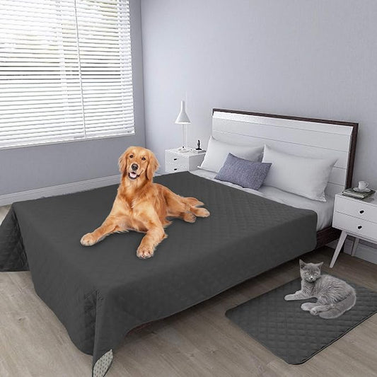 Easy-Going 100% Waterproof Dog Bed Cover, Non-Slip Pet Blanket for Furniture, Washable Couch Cover, Repleasement Sofa Cover (52X82 in,Dark Gray)