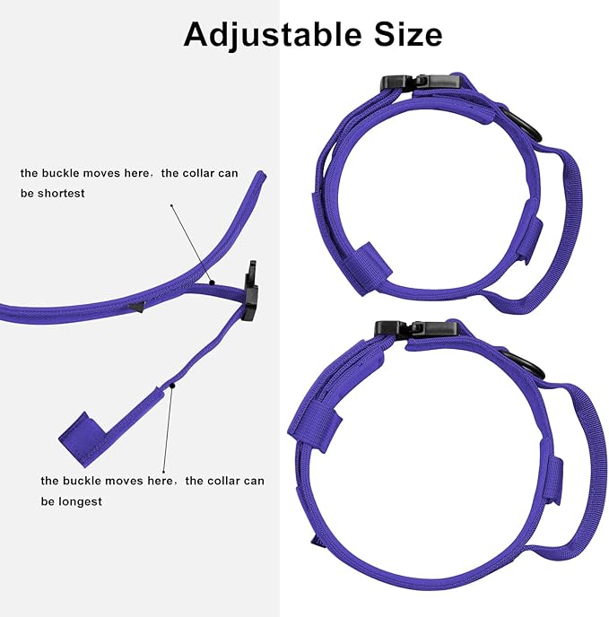 DAGANXI Tactical Dog Collar, Adjustable Military Training Nylon Dog Collar with Control Handle and Heavy Metal Buckle for Medium and Large Dogs, with Patches and Airtags Case (Purple, M)