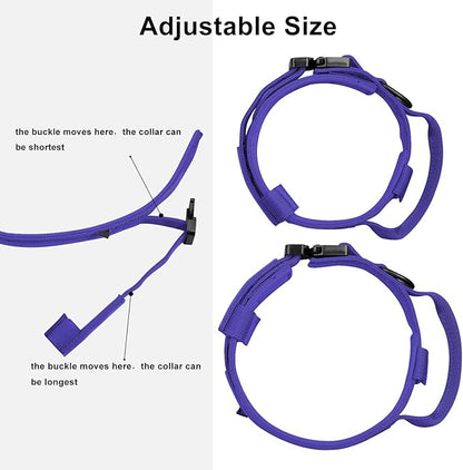 DAGANXI Tactical Dog Collar, Adjustable Military Training Nylon Dog Collar with Control Handle and Heavy Metal Buckle for Medium and Large Dogs, with Patches and Airtags Case (Purple, L)