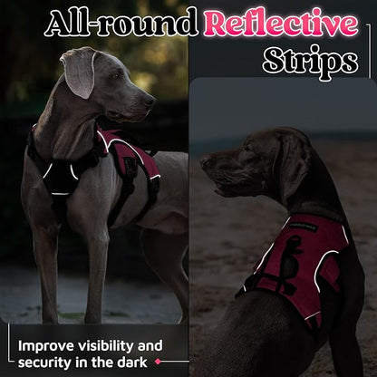 rabbitgoo Escape Proof Dog Harness, Soft Padded Full Body Pet Harness, Reflective Adjustable No Pull Vest with Lift Handle and Leash Clip for Large Dogs Walking Hiking Training, XL, Pink