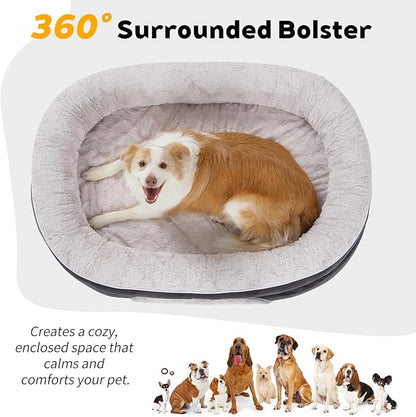 PetFun Orthopedic Dog Bed Couch for Large Sized Pets with Egg Foam Support, Four-Sided Bolster Cushions, Soft Tear-Resistant Fabric, and Removable Machine Washable Plush Cover