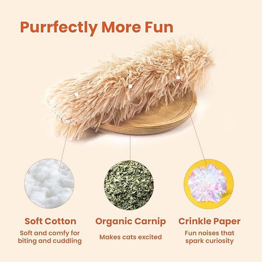 3 Pack Cat Pillow Toys with Catnip, Soft Plush Crinkle Cat Kicker Toys, Interactive Indoor Kitten Chew Toys for Kitty Exercise, Catnip Toys, Promotes Self Play