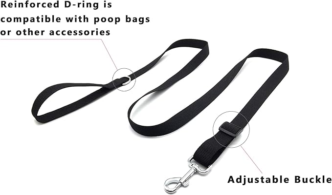 6FT Adjustable Dog Leash, Nylon Dog Leashes for Medium Large Dogs (Black)
