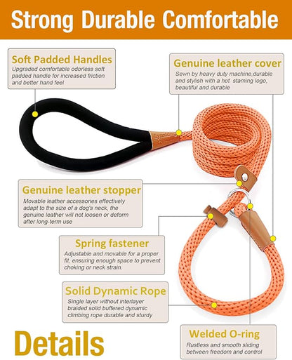 lynxking Dog Leash Slip Lead 5 6 8 FT Dog Training Leash Strong Heavy Duty Braided No Pull Training Lead Leashes