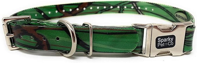 Sparky Pet Co - Apollo ECollar Replacement Strap - Dog Collar - Waterproof Biothane - Adjustable - Double Buckle - Quick Snap Metal Clasp - for Invisible Fence Systems - 3/4" x 28" (Green Camo)