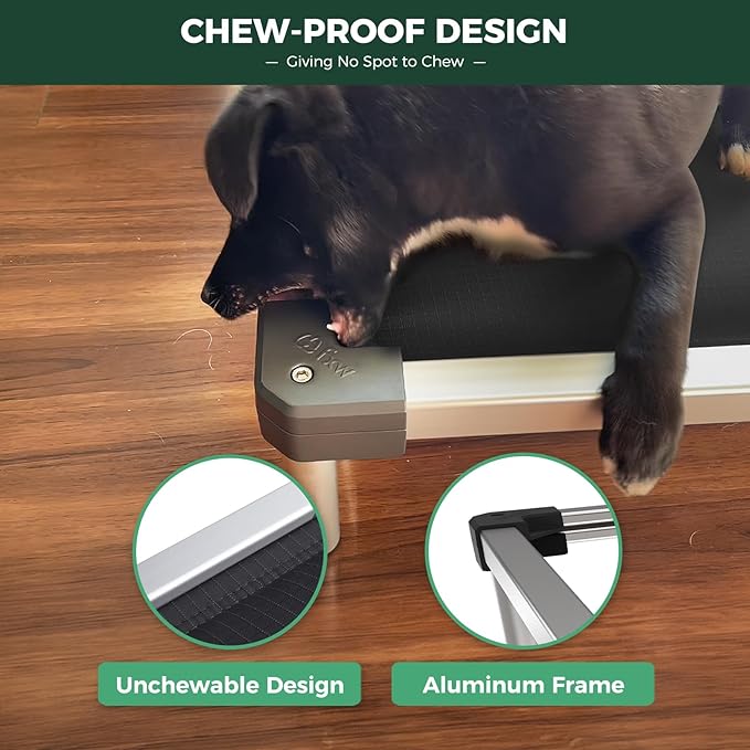 FXW TitanNest Chew-Proof Elevated Dog Bed, Raised Cot for Indoor/Outdoor/Camping Use, Durable & Washable Padded Pet Bed for Large Dogs, 47.0" L x 29.0" W x 7.3" H, Black