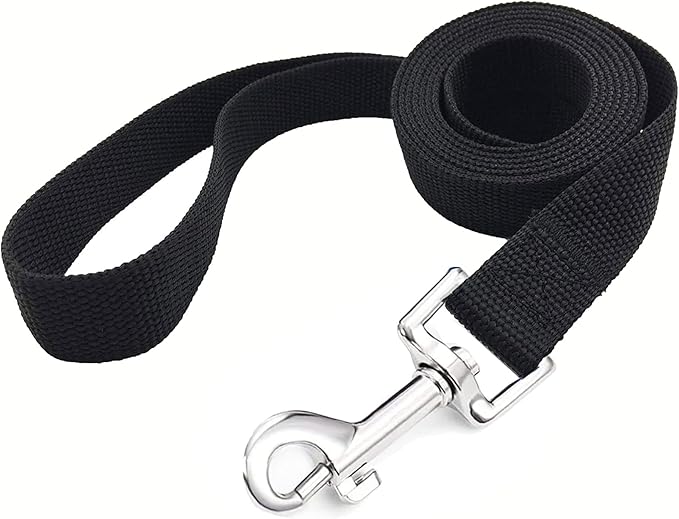 TAIAN 4FT/5FT/6FT Strong Dog Leash, Nylon Dog Leashes for Small Medium Large Dogs (Black, 1 in x 15 ft)
