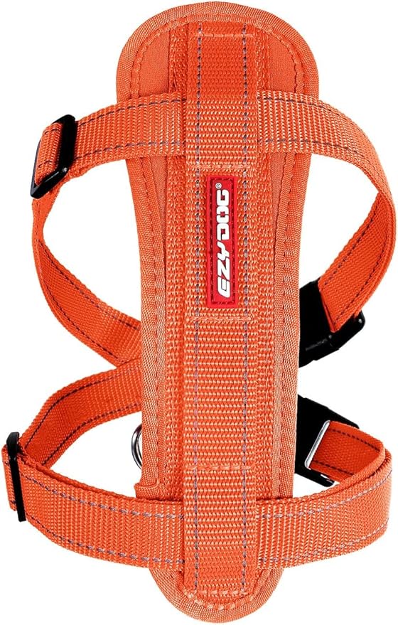 EzyDog Chest Plate No Pull Dog Harness – Escape Proof Harness with Reflective Stitching and Comfort Padding for Easy Walks, Training & Control - Car Restraint Included (X-Large, Orange)