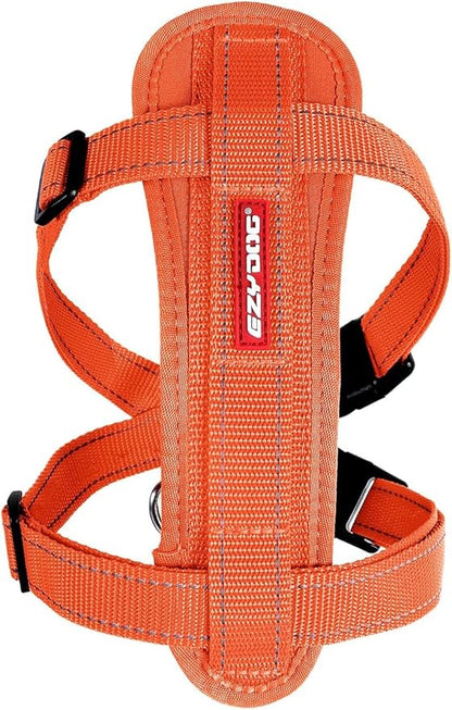EzyDog Chest Plate No Pull Dog Harness – Escape Proof Harness with Reflective Stitching and Comfort Padding for Easy Walks, Training & Control - Car Restraint Included (X-Large, Orange)
