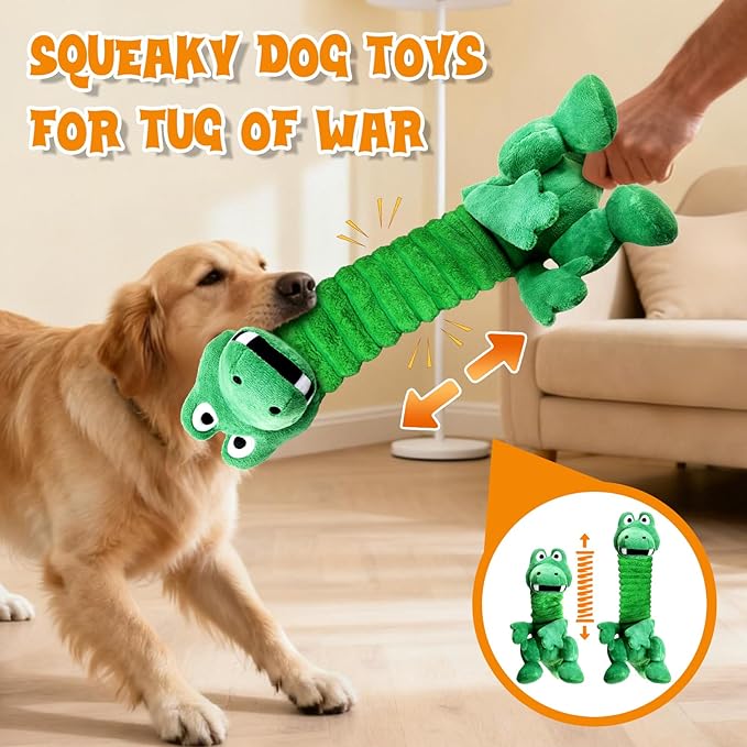 Fuufome Large Squeaky Dog Toys:Plush Tug of War Dog Toys with Crinkle-Interective Chew Toys for Small,Medium,and Large Breeds- Puppy Toys Keep Them Busy&Dental Exercise