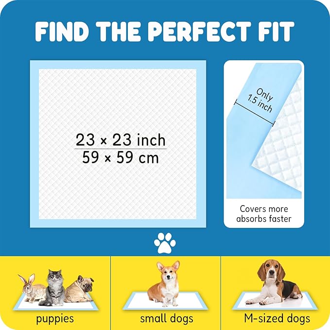 MoMoCo Puppy Pads, 23"x23"-100 Count Dog Pee Pads, Super Absorbent Disposable Dogs Training Pads , Leak-Proof, Quick-Drying Dogs Pads for Doggies Puppies