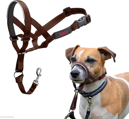 Halti Headcollar - Stop Your Dog Pulling on The Leash. Adjustable, Reflective and Lightweight, with Padded Nose Band. Dog Training Anti-Pull Collar for Small Dogs (Size 1, Deep Walnut)