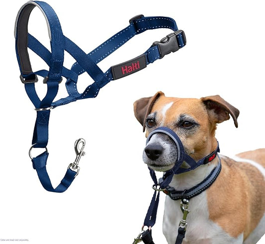 Halti Headcollar - Stop Your Dog Pulling on The Leash. Adjustable, Reflective and Lightweight, with Padded Nose Band. Dog Training Anti-Pull Collar for Small Dogs (Size 1, Cobalt Blue)