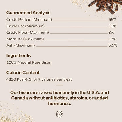 Bison Bits: Pure Bison Dog Treats - All Natural, Vet Approved, Limited Ingredient, Grain Free, Healthy & Nutritious Dog Treats (8oz)