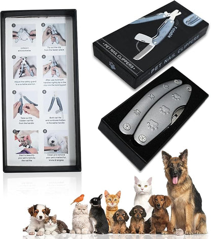 2025 Silent Design Nail Clipper for Anxiety Sensitive Dogs, Sharp Blade Cut Thick Nail Smoothly, 3 in 1 Compact Build-in Nail File & Comb, Heavy Duty Manual Professional Dog Nail Clipper