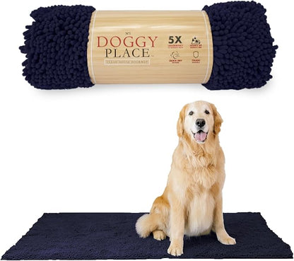 My Doggy Place Dog Mud Mat, 60" x 36" Navy Blue – Thick Microfiber Entry Rug for Snow, Mud & Salt – Absorbent, Quick-Dry, Washer-Safe & Non-Slip, X-Large